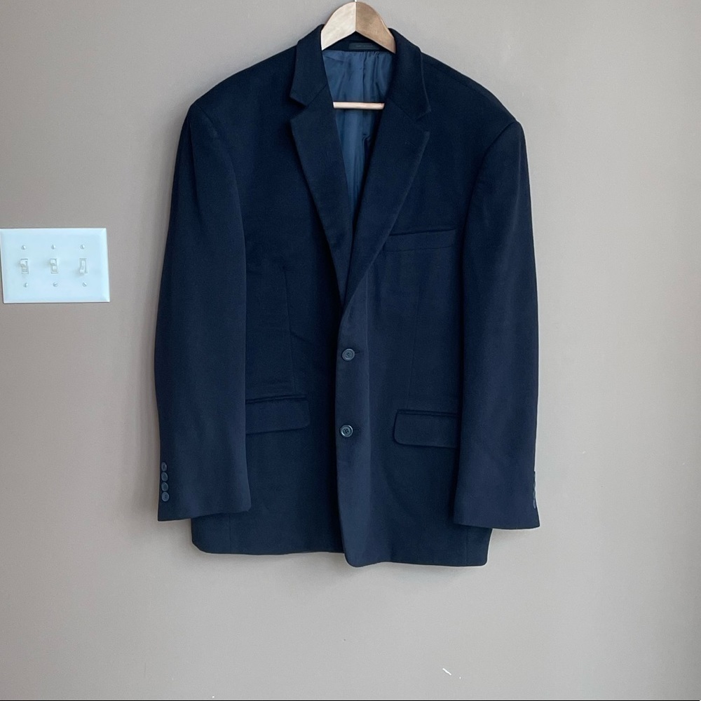 Andrew Fezza 100% Cashmere 2 Button Coat In Navy Blue Size 46r